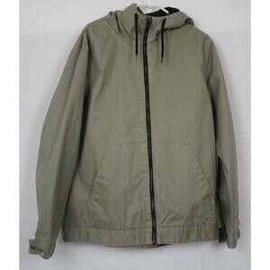 Olive Green Cotton Shell Mens Zip-Up Jacket